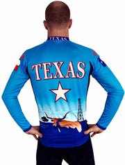 Texas Cool Blue Long Sleeve Bike Jersey - Closeout - Free Spirit Bike Jerseys