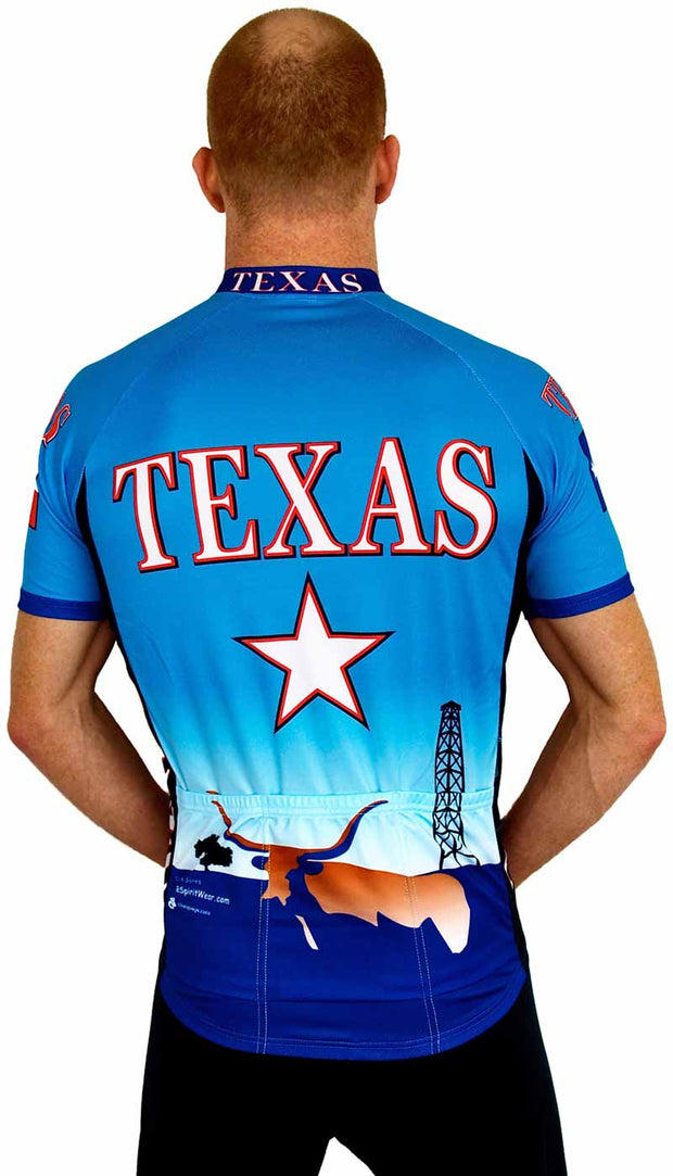 Texas Cool Blue Bike Jersey - Closeout - Free Spirit Bike Jerseys